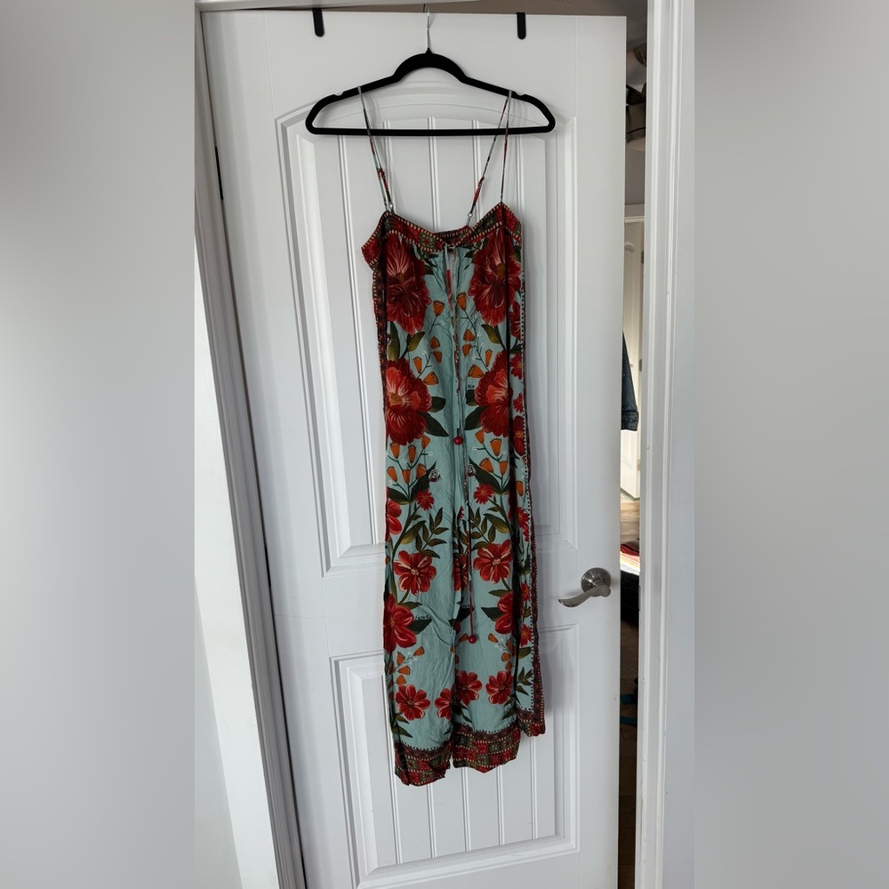 FARM Rio Floral Jumpsuit in Red and Green